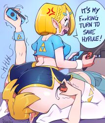 1boy 1girls angry ass big_ass blonde_hair blue_shirt booty_shorts clothing dat_ass duo electronics face_in_ass facesitting fat_ass female femdom fullmontis game_console game_controller gaming huge_ass hylian large_ass link link_(breath_of_the_wild) link_(tears_of_the_kingdom) male malesub midriff midriff_baring_shirt nintendo nintendo_switch nintendo_switch_dock pale_skin playing_videogame pointy_ears princess_zelda shirt short_hair short_shorts shorts smothering smothering_ass socks straight tears_of_the_kingdom television the_legend_of_zelda thick_ass thick_thighs video_games wholesome_facesitting zelda_(breath_of_the_wild) zelda_(tears_of_the_kingdom)