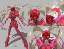 alternate_costume ann_takamaki bdsm_gear bdsm_outfit blonde_hair bondage bondage_outfit boots breathplay gas_mask latex persona persona_5