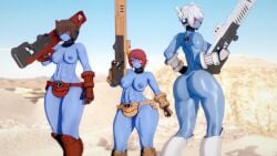 3d 3girls abs alien_girl blue_skin female female_only heresy jetjaguar koikatsu large_breasts tau warhammer_(franchise) warhammer_40k