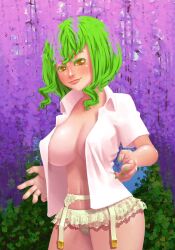 animated bathing blood breasts edit edited female freckles green_hair looking_at_viewer nipples no_sound nude outdoors red_eyes short_hair smile solo soumakyo tagme touhou undressing video water waterfall wink yuka_kazami