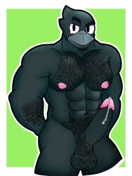 anthro bird black_body black_hair brawl_stars crow crow_(brawl_stars) gay male male_only muscular tagme