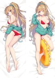 bikini blonde_hair classroom_of_the_elite dakimakura_design karuizawa_kei long_hair looking_at_viewer moeanime purple_eyes tagme v_sign youkoso_jitsuryoku_shijou_shugi_no_kyoushitsu_e