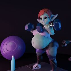 3d bloated_belly exercise female goblin goblin_female ovinaxu pregnant