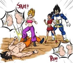 2boys 2girls ballbusting bigger_male black_hair boots castration caulifla cock_and_ball_torture crushed_testicles defeated dragon_ball dragon_ball_super dragon_ball_z female femdom girl_on_top gloves kale male medium_breasts multiple_boys multiple_girls navel ocigart saiyan saiyan_armor short_hair smaller_female son_goku super_saiyan super_saiyan_2 universe_6/universe_7 universe_6_girls universe_6_saiyan/universe_7_saiyan vegeta yellow_hair