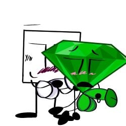 artist_request battle_for_dream_island bfdi blushing emerald_(bfdi) emerald_(gem) gay gay_sex object_shows tagme y/n yaoi