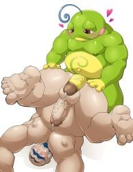 3_hearts amphibian anthro anthro_on_human ass balls bara beard big_pecs big_penis blue_hair blush bodily_fluids cum cum_drip dripping duo ejaculation erection eyebrows facial_hair frog gay generation_2_pokemon genital_fluids genitals green_body gym_leader hair heart hi_res hot_dogging human imminent_anal interspecies kofu_(pokemon) larger_human larger_male maldu male male/male male_only male_pokemon/male_human mammal multicolored_body multicolored_hair musclegut muscular muscular_anthro muscular_human muscular_male navel nintendo nipples nude orgasm pecs penis pokemon pokemon_(species) pokephilia politoed sex simultaneous_orgasms size_difference small_dom_big_sub smaller_anthro smaller_male sweat toad_(frog) unibrow white_hair yellow_body