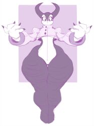 anthro ava_(sssonic2) bottomless demon elbunny featureless_crotch female flat_chest flat_chested horns pear-shaped_figure pear_shaped pear_shaped_female thick_thighs wide_hips