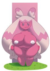 areola big_breasts breasts female generation_9_pokemon genitals hi_res huge_breasts humanoid inverted_nipples lovesickliammm navel nintendo nipples not_furry nude pink_body pokemon pokemon_(species) pokemon_sv purple_eyes pussy slightly_chubby smile solo thick_thighs tinkaton white_areola wide_hips