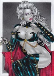 1girls 2023 chaos_comics coffin_comics curvaceous curvy_body curvy_figure death_(personification) ed_benes_studio grim_reaper hi_res high_resolution huge_breasts lady_death long_hair looking_at_viewer mature_female queen_of_the_dead rudimar_patrocinio smiling_at_viewer solo_female solo_focus white_body white_hair