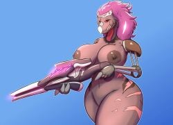 1girls alien anthro areola breasts female gun halo_(series) hi_res kig-yar looking_at_viewer microsoft prosthetic_arms ranged_weapon rifle scalie sniper_rifle solo standing t'vaoan thony_dog weapon xbox_game_studios