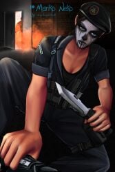 1girls brazilian brazilian_female caveira_(rainbow_six) female interrogation knife makeup marikoneko marikoneko0 rainbow_six rainbow_six_siege