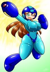 1girls armpits big_breasts bodysuit mega_man mega_man(classic) mega_man_(character) roco_(sulfer-kokegitsune) rule_63 sulfer-kokegitsune tagme