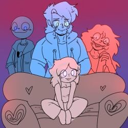 blue_body crossover gabi_(lily_artowo) john_doe_(game) john_doe_(john_doe) lily_artowo on_couch peter_(your_boyfriend) piper_perri_surrounded something's_wrong_with_sunny_day_jack sunny_day_jack tagme yandere your_boyfriend_(game)
