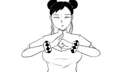 1boy 1girls animated breasts capcom chun-li double_bun earrings english_text flashing flashing_breasts funny greyscale hair_bun kick large_breasts meme meme_attire monochrome mrbrauza23 nipples sound street_fighter street_fighter_6 tagme video