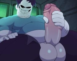 animated balls bara dilf erection frank_(spooky_month) grin huge_cock jerkingoff k_jukesnsfw kidde_jukes looping_animation male_only musclegut muscular_arms muscular_male penis spooky_month tagme thick_legs thick_penis thick_thighs toony_face touching_penis video villain