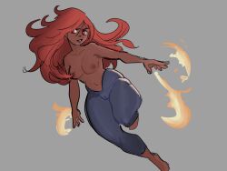 dark-skinned_female dark_skin fire_magic human mage magic magic_user red_hair slightly_chubby slightly_chubby_female solo solo_female