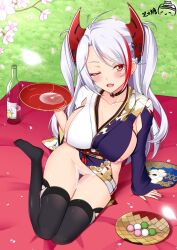 1girls areolae areolae_slip azur_lane breasts cherry_blossoms female female_only grey_hair iron_blood_(azur_lane) light-skinned_female light_skin looking_at_viewer mole mole_on_breast nipples nipples_slip no_panties ppshex prinz_eugen_(azur_lane) prinz_eugen_(profusion_of_flowers)_(azur_lane) solo tongue water yellow_eyes