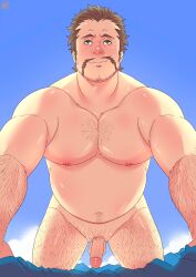 alois_rangeld balls bara facial_hair fire_emblem male male_only muscles muscular nintendo nude penis solo solo_male topi5356