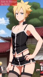 ai_generated blonde_hair blue_eyes boruto:_naruto_next_generations corset crossdressing femboy gay girly male_only naruto naruto_(series) sissy skirt stockings thechronicgamer trap uzumaki_boruto yaoi