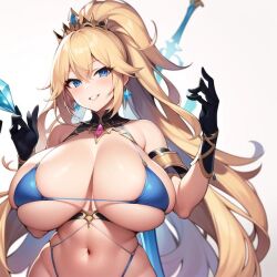 ai_generated bikini blue_bikini looking_at_viewer princess qmai yellow_hair