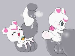 1futa anal anon anthro bad_id chibi cupping_balls dizzytizzy futanari grabbing_penis gray_background huge_balls humanoid_penis hyper_balls hyper_penis jewelpet labra_(jewelpet) licking_penis polar_bear precum saliva saliva_on_penis sanrio small_but_hung small_dom_big_sub source_deleted tongue