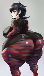 1girls ass ass_focus back_view big_ass big_breasts big_butt black_hair blue_eyes breasts bubble_ass bubble_butt fat_ass fat_butt female female_focus female_only grey_background hotel_transylvania huge_ass huge_butt mavis_dracula noblood overweight ryandomonica short_hair source_request thick_ass thick_thighs thighs year_request