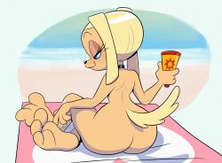 1girls 2023 2d anthro applying_sunscreen ass beach beach_towel big_ass big_breasts blonde_hair blue_eyes brandy_and_mr._whiskers brandy_harrington canid canine canis choker cute_fangs deepcreases digital_drawing_(artwork) digital_media_(artwork) disney domestic_dog feet female flat_chest flat_chested full_color fur hair hi_res jewelry mammal necklace no_penetration no_sex nude pear-shaped_figure pear_shaped pear_shaped_female seaside sideboob sitting solo solo_female sunscreen tagme tan_body tan_fur towel wide_hips