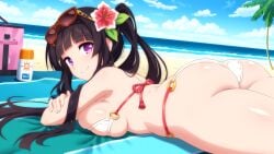 1girls bikini game_cg hifumi_(sakura_succubus) milf official_art sakura_succubus solo solo_female succubus tagme wanaca winged_cloud