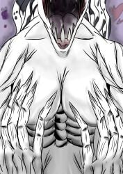 big_breasts breast_grab fangs female female_only jujutsu_kaisen justneo096 monster monster_girl nightmare_fuel nightmare_waifu open_mouth orimoto_rika teratophilia touching_breast white_skin