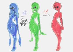 1girls 2020 flat_chest nipples nude original_character pussy slime slime_girl sourbooze