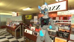 anthro anthro_only blue_markings canid canine cute fox fur furry furry_only gayspacefox grey_fur male male_only rexouium tagme twitter url vr_media vrchat vrchat_avatar white_belly white_hair