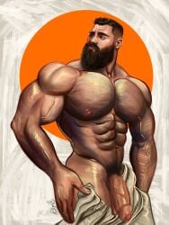 1boy abs arab arab_male arabian artist_signature balls ballsack bara barely_visible_balls beard beefy biceps big_chest big_cock big_pecs big_penis blueboybara body_hair bodybuilder brown_eyes brown_hair bulging_biceps doumit_ghanem facial_hair flaccid_penis foreskin hairy_chest hairy_male huge_chest huge_cock huge_pecs huge_penis human instagram_model intact looking_away male male_nipples male_only manly mature_male middle_eastern middle_eastern_male mostly_nude_male muscles muscular_male mustache pants_down partially_retracted_foreskin pecs penis real_person scrotum testicles thick_thighs uncut veiny_muscles veiny_penis