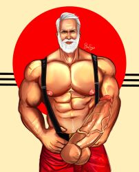 abs beard biceps big_chest big_cock big_pecs big_penis blueboybara boner bulging_biceps caucasian caucasian_male christmas erection erection_under_clothing hard_on huge_chest huge_cock huge_pecs hyper_genitalia hyper_penis in_character looking_at_viewer male male_only mike_ryan muscles muscular muscular_male pecs penis_out personal_trainer real_person santa_claus smooth_chest smooth_skin suspenders uncut veiny_penis