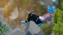 anthro anthro_only blue_fur blue_hair canid canine cinix_vr cute fur furry furry_only male male_only rexouium tagme twitter url vr_media vrchat vrchat_avatar white_belly