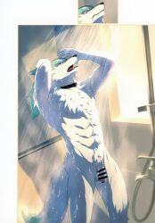 abs brand_new_animal muscular muscular_male nude open_mouth shirou_ogami shower wet