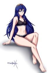 1girls black_panties breasts calvin_klein cleavage female female_only fire_emblem fire_emblem_awakening looking_at_viewer lucina_(fire_emblem) medium_breasts nintendo panties solo sonicheroxd tank_top underwear