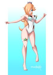 alternate_costume breasts crossover female female_only looking_at_viewer mario_(series) mythra_(radiant_beach)_(xenoblade) mythra_(xenoblade)_(cosplay) nintendo princess_rosalina sonicheroxd super_mario_galaxy tagme xenoblade_(series) xenoblade_chronicles_2