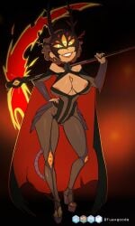 1girls alternate_version_available amphibia big_breasts brown_hair cosplay dark-skinned_female dark_skin disney fuax_goode mature_female milf mother mrs._boonchuy no_bra oum_boonchuy smooth_skin voluptuous voluptuous_female