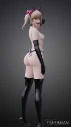 3d big_ass big_breasts big_butt black_cat_d.va black_heels black_lipstick black_thong blender blizzard_entertainment blonde_hair brown_eyes d.va earrings fisherman hana_song heels korean korean_female latex latex_gloves latex_stockings light-skinned_female light_skin lipstick overwatch tattoo thong watermark