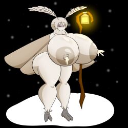 anthro arthropod ass big_breasts big_butt bodily_fluids breasts closed_eyes female hi_res huge_breasts huge_butt hyper hyper_breasts insects lactating lamp lantern lepidopteran moth november_fluff nude staff ultrazeta120