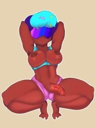 1futa areolae arms_behind_head arms_up big_breasts black_skin brawl_stars breasts clothed clothing dark-skinned_futanari dark_skin erection futa_only futanari human jacksito_(artist) mostly_nude nipples penis purple-tinted_eyewear rosa_(brawl_stars) second-party_source short_hair solo solo_futa spread_legs squatting thick_thighs tinted_eyewear ugly_feet visor