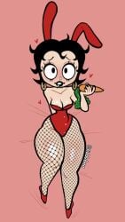 alternate_version_available betty_boop bunny_ears bunnysuit carrot fishnets nipple_slip thick_thighs tiddybaa_(artist)