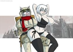 adepta_sororitas anthro astra_militarum felinid guardsman_(warhammer_40k) imperial_guard imperium_of_man lapdance nipple_slip sexualyeti sister_of_battle warhammer_(franchise) warhammer_40k white_hair