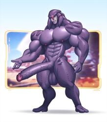 1boy 3_fingers 3_toes abs alien alien_humanoid angara balls feet fingers genitals half-erect hi_res humanoid hyper hyper_genitalia jaal_ama_darav male male_only mass_effect mass_effect_andromeda muscular muscular_male nipples nude penis pose pseudo_hair purple_body purple_skin solo solo_focus tentacle tentacle_hair toes vein veiny_penis wolfiecanem