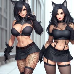 clothing fishnets pairs wolf_ears wolf_girl