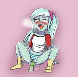 1girls 2023 ahe_gao belly_button blue_skin blush brown_eyes clitoris clothing collarbone color crop_top dildo equestria_girls female female_only hairband humanoid insertion labia long_hair lyra_heartstrings_(mlp) masturbation midriff my_little_pony open_mouth orgasm partially_clothed penetration purple_background saliva sex_toy shaved_crotch sitting socks solo spread_legs squirting striped_panties sumin6301 sweat toony tumblr_link uncensored underwear vaginal_penetration