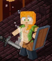 1girls alex_(minecraft) big_breasts cubic_breasts exposed_breasts exposed_pussy minecraft nipples no_bra no_panties pussy ripped_clothing shield shocked shoes skeleton square_body square_head suprised sword torn_clothes wardrobe_malfunction weapon wifeburger wither_skeleton wither_skeleton_(minecraft)