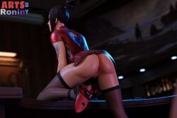 1girls 3d artsbyronin ass ass_focus back_view black_hair blender bottomwear clothed clothing demi_(fortnite) dress epic_games female female_focus female_only fishnet fishnet_legwear fishnet_stockings fishnets fortnite hairband high_heels highres leg_up legwear looking_at_viewer looking_up mole mole_under_eye no_panties no_panties_under_dress no_underwear ponytail pose posing presenting presenting_ass presenting_pussy prosthetic prosthetic_arm pussy pussy_lips pussy_peek red_eyes robotic_arm shoes solo solo_focus standing stockings tattoo tattoo_on_arm tattooed_arm thick_thighs topwear vagina viewed_from_behind viewed_from_below watermark