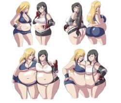 2girls axel-rosered bbw belly_inflation belly_overhang big_belly big_butt big_female blush blushing bubble_butt butt butt_expansion chubby chubby_female embarrassed fat fat_ass fat_female fat_fetish fat_girl fat_woman fatty female female_only final_fantasy final_fantasy_vii hand_on_belly huge_butt large_butt large_female larger_female metroid obese obese_female overweight overweight_female pig plump pork_chop rubbing_belly samus_aran ssbbw thick_thighs tifa_lockhart tubby weight_gain