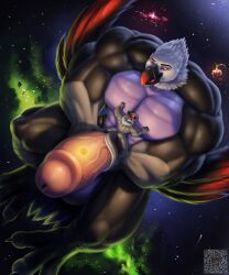 anthro augusta avian balls banterghost barazoku bird furry galaxies galaxy genitals hi_res macro male noblewolfa nsfw nude penis planet star sun universe